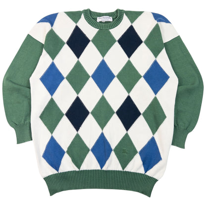 Vintage 90s Burberry Argyle Pattern Jumper Size M
