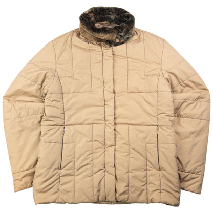 Vintage Burberry Fur Collar Padded Jacket Womens Size L