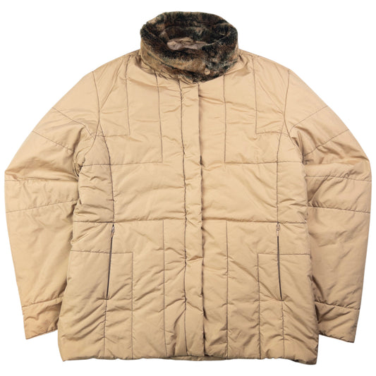Vintage Burberry Fur Collar Padded Jacket Womens Size L