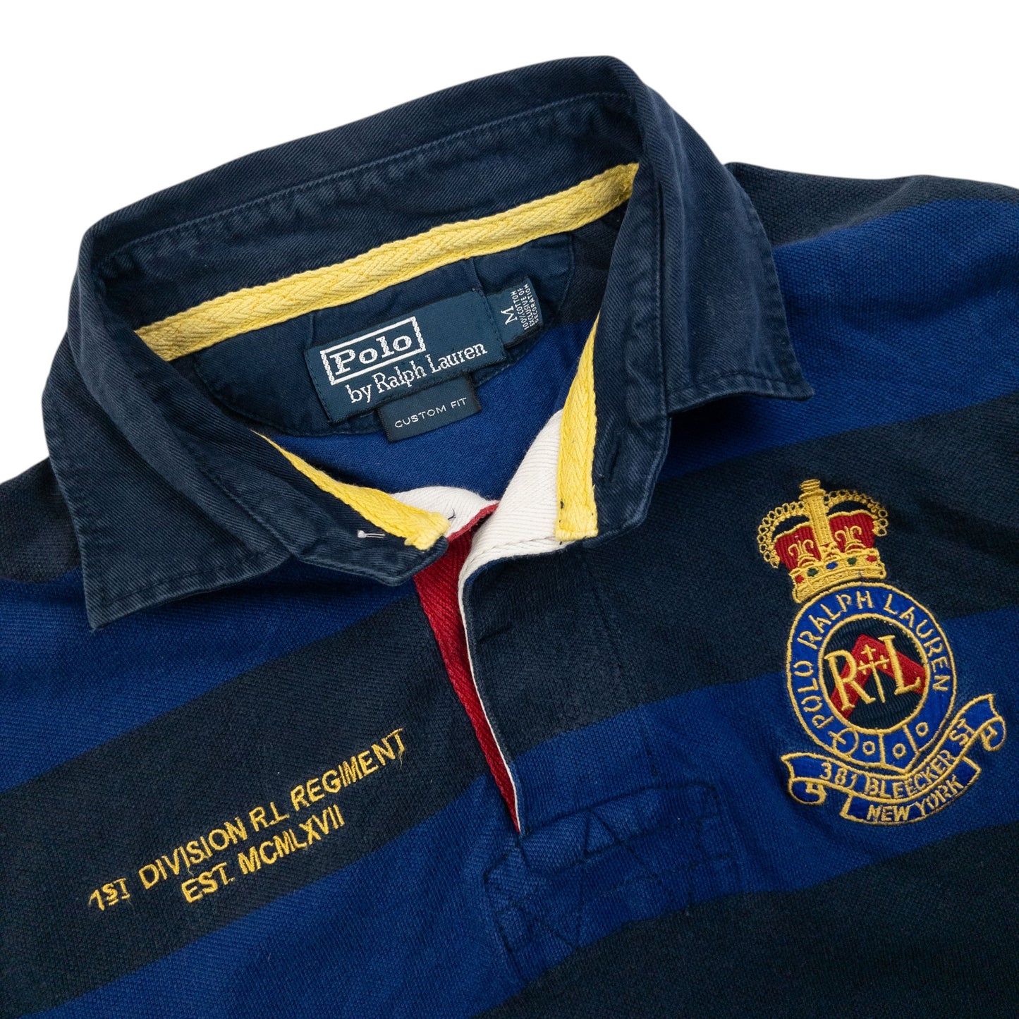 Vintage 90s Polo Ralph Lauren Striped Crest Long Sleeve Polo Shirt Size S