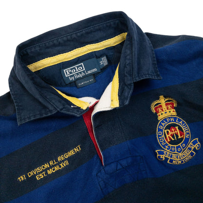 Vintage 90s Polo Ralph Lauren Striped Crest Long Sleeve Polo Shirt Size S