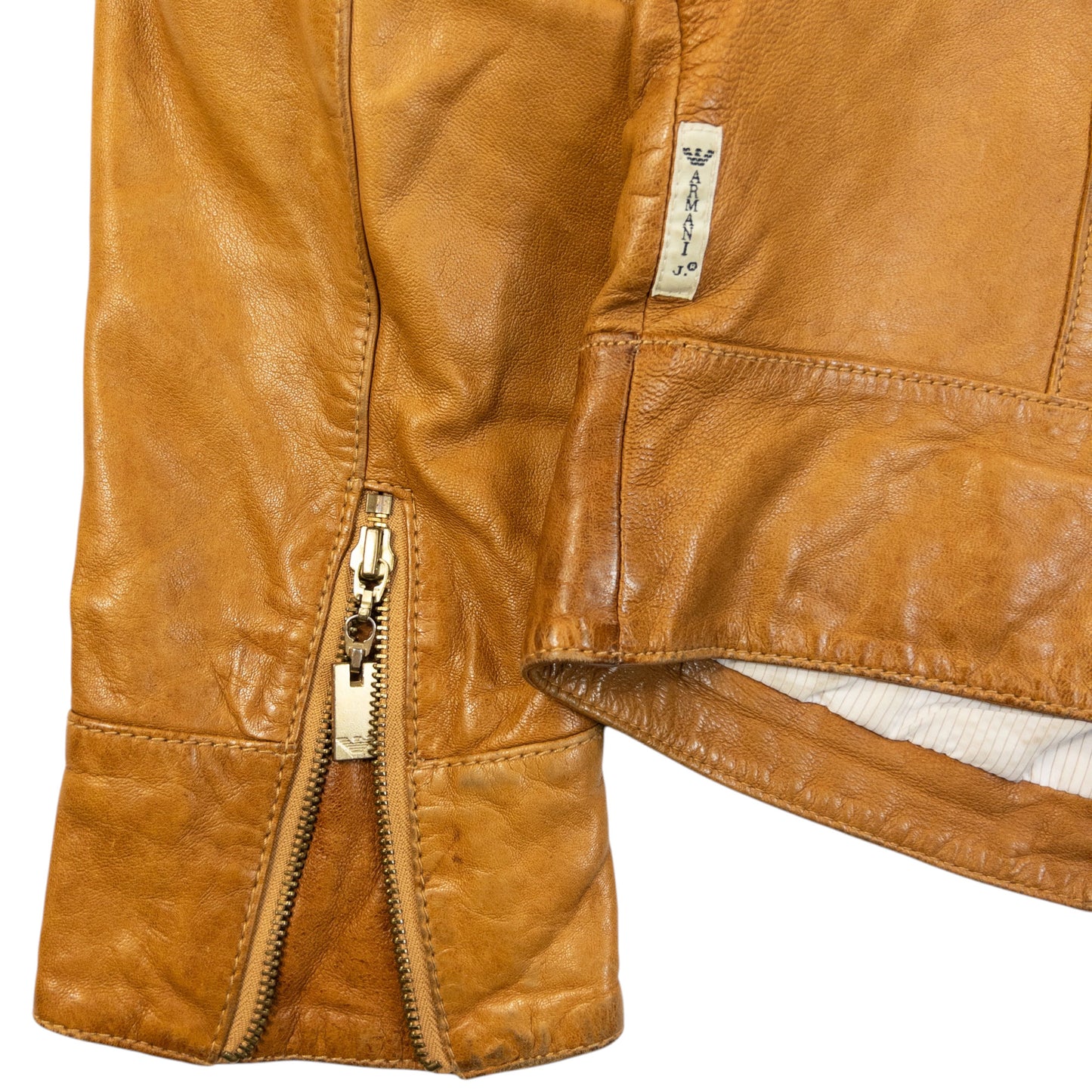 Vintage 2000s Armani Jeans Zip Up Leather Jacket Womens Size M