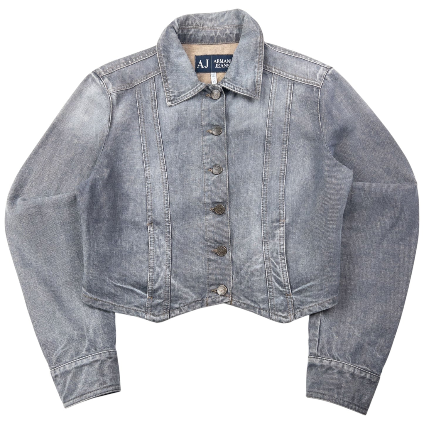 Vintage 2000s Armani Jeans Cropped Denim Jacket Womens Size M