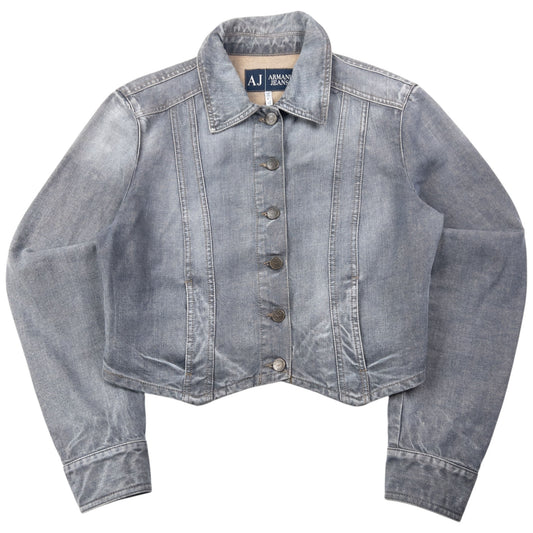 Vintage 2000s Armani Jeans Cropped Denim Jacket Womens Size M