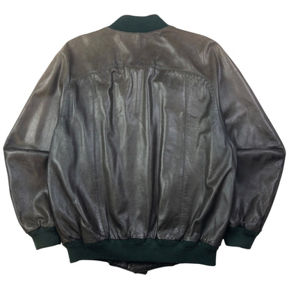 Vintage Burberry Leather Bomber Jacket Size XL