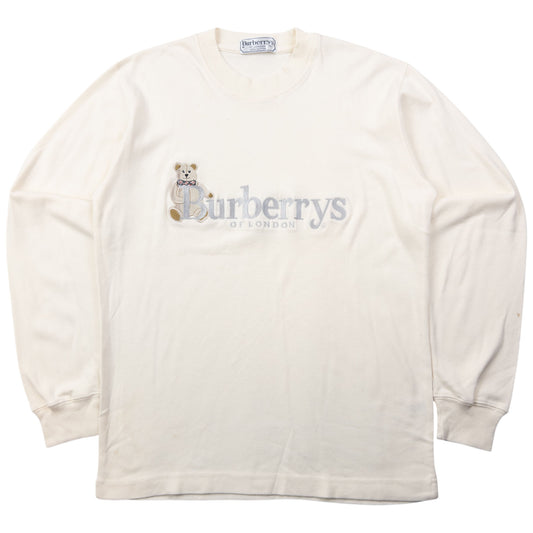 Vintage 90s Burberry Embroidered Teddy Bear Long Sleeve T Shirt Size M