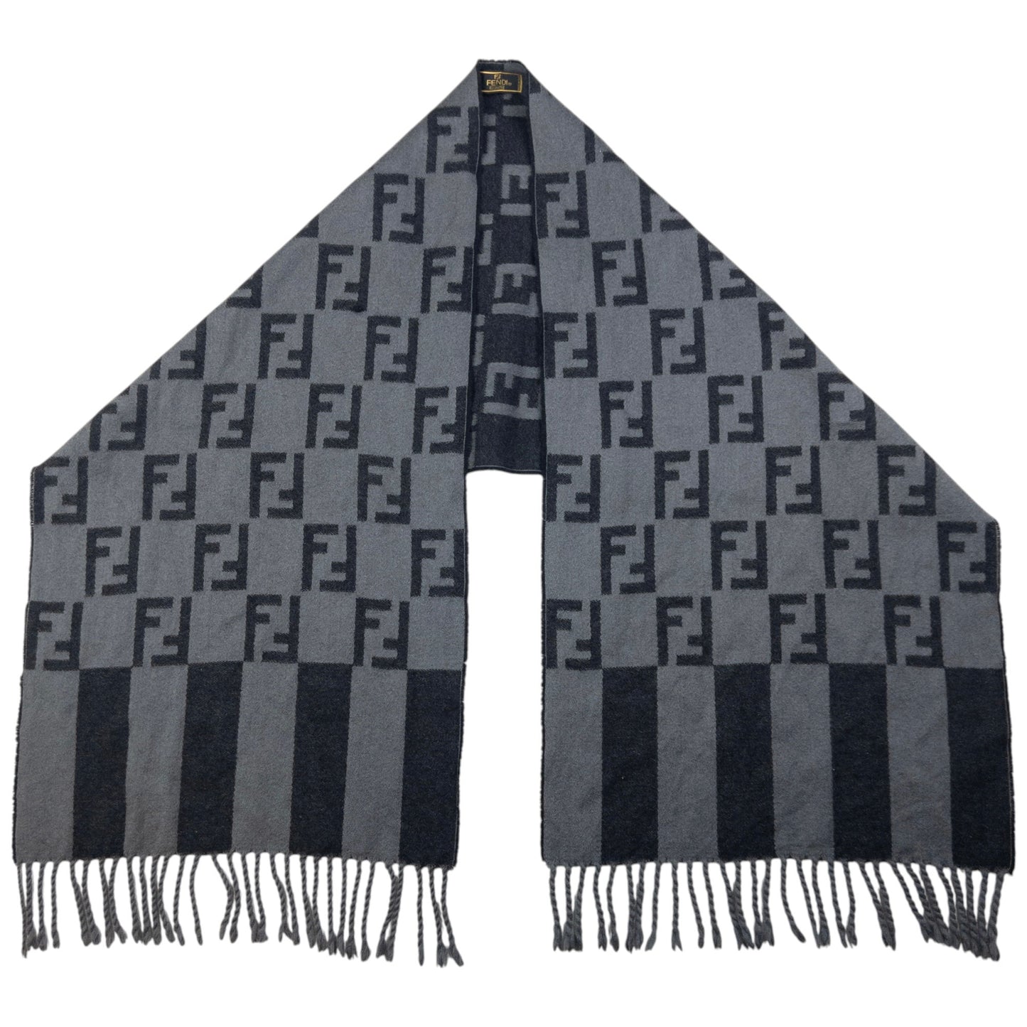Vintage Fendi Monogram Wool Tassel Scarf