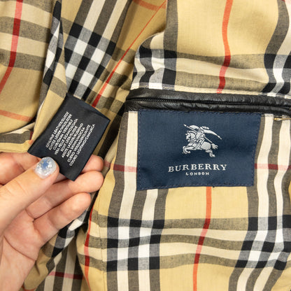 Vintage 2000s Burberry Nova Check Lined Leather Jacket Size S