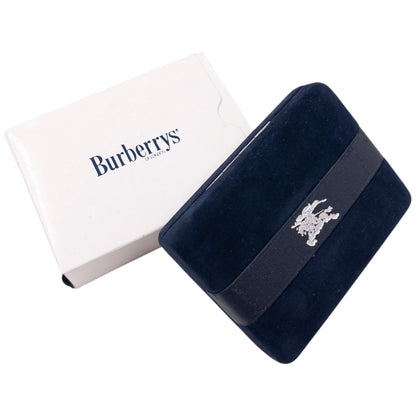 Vintage 90s Burberry Embossed Cufflinks & Gem Tie Clip Set