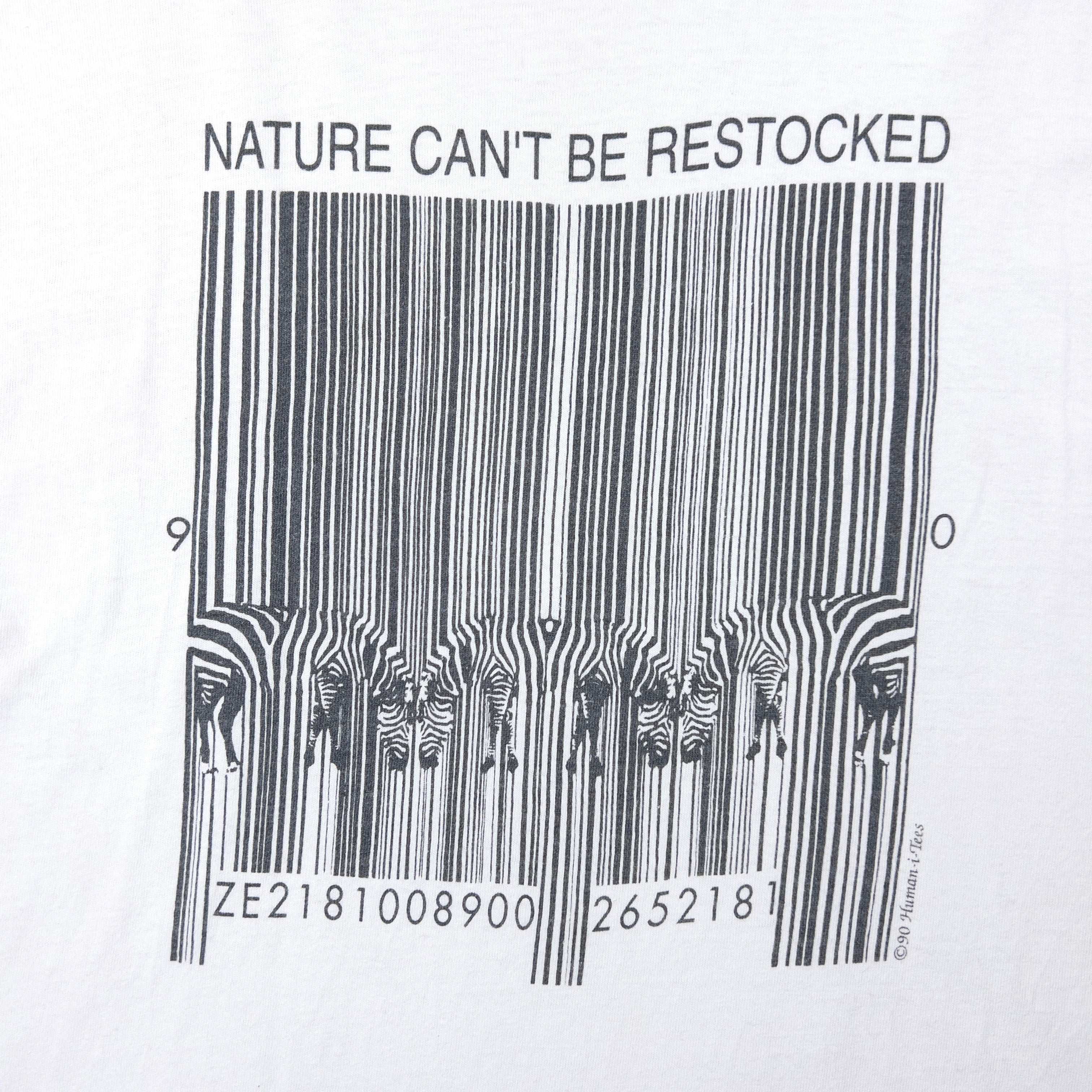 Vintage Nature Can't Be Restocked Zebra Barcode Graphic T Shirt Size XXL