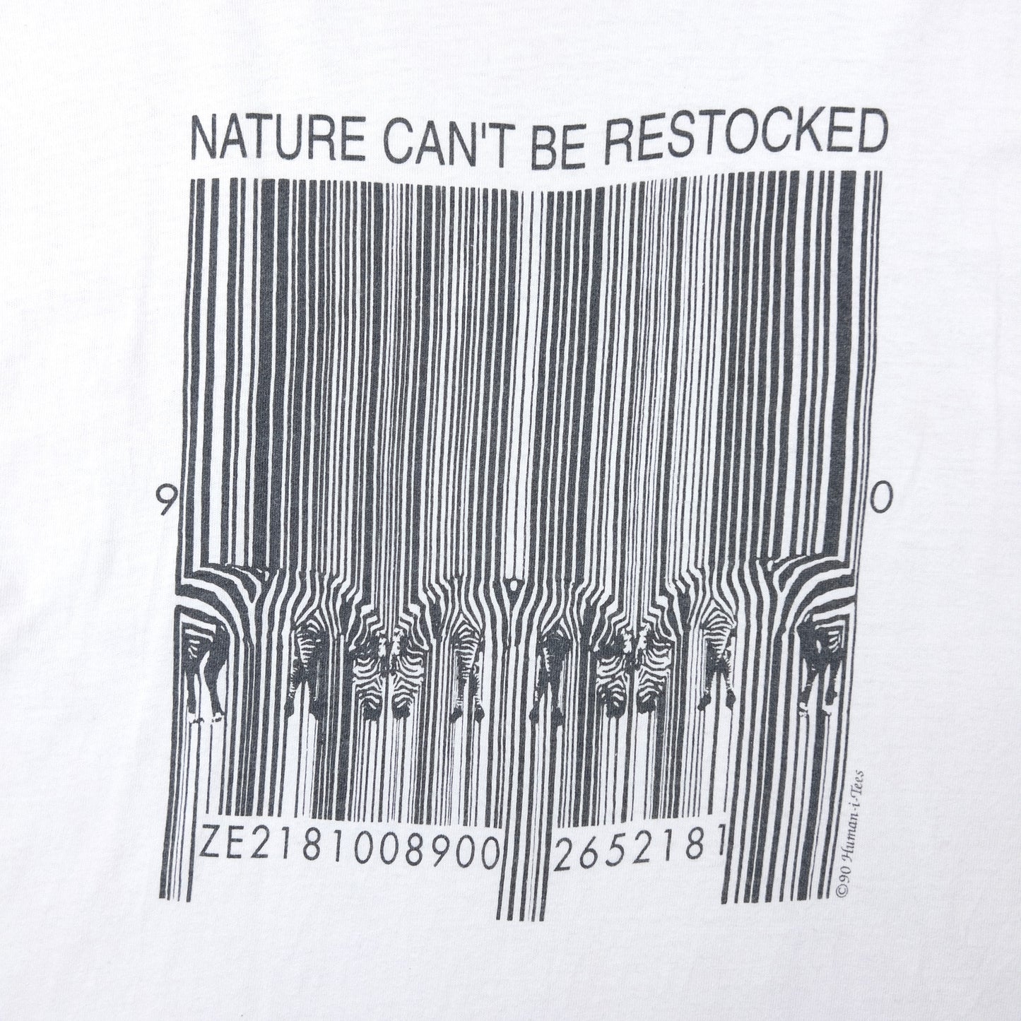 Vintage Nature Can't Be Restocked Zebra Barcode Graphic T Shirt Size XXL