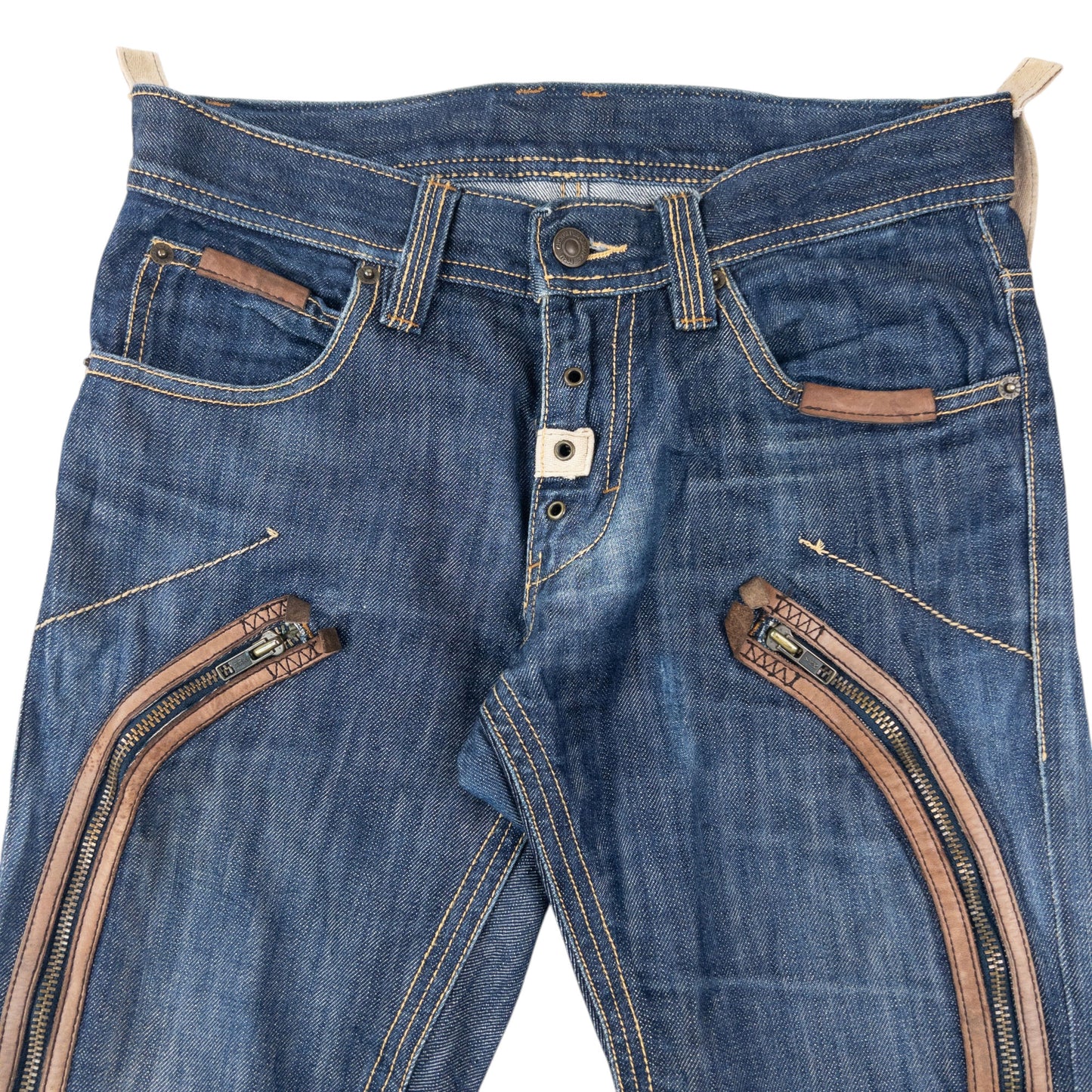 Vintage 2000sn PPFM Leather Detail Denim Jeans Size W29