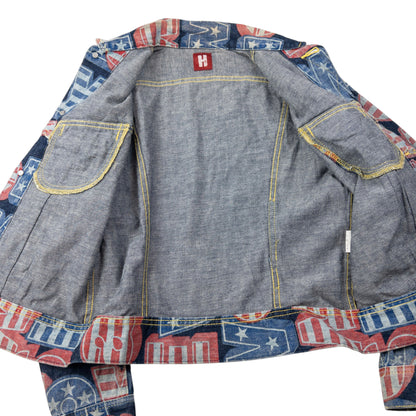 Vintage 90s Hysteric Glamour Stars & Stripes Text Denim Jacket Womens Size S