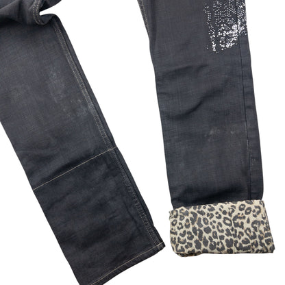 Vintage 2000s PPFM Roll Cuff Diamonte Denim Jeans Size W32