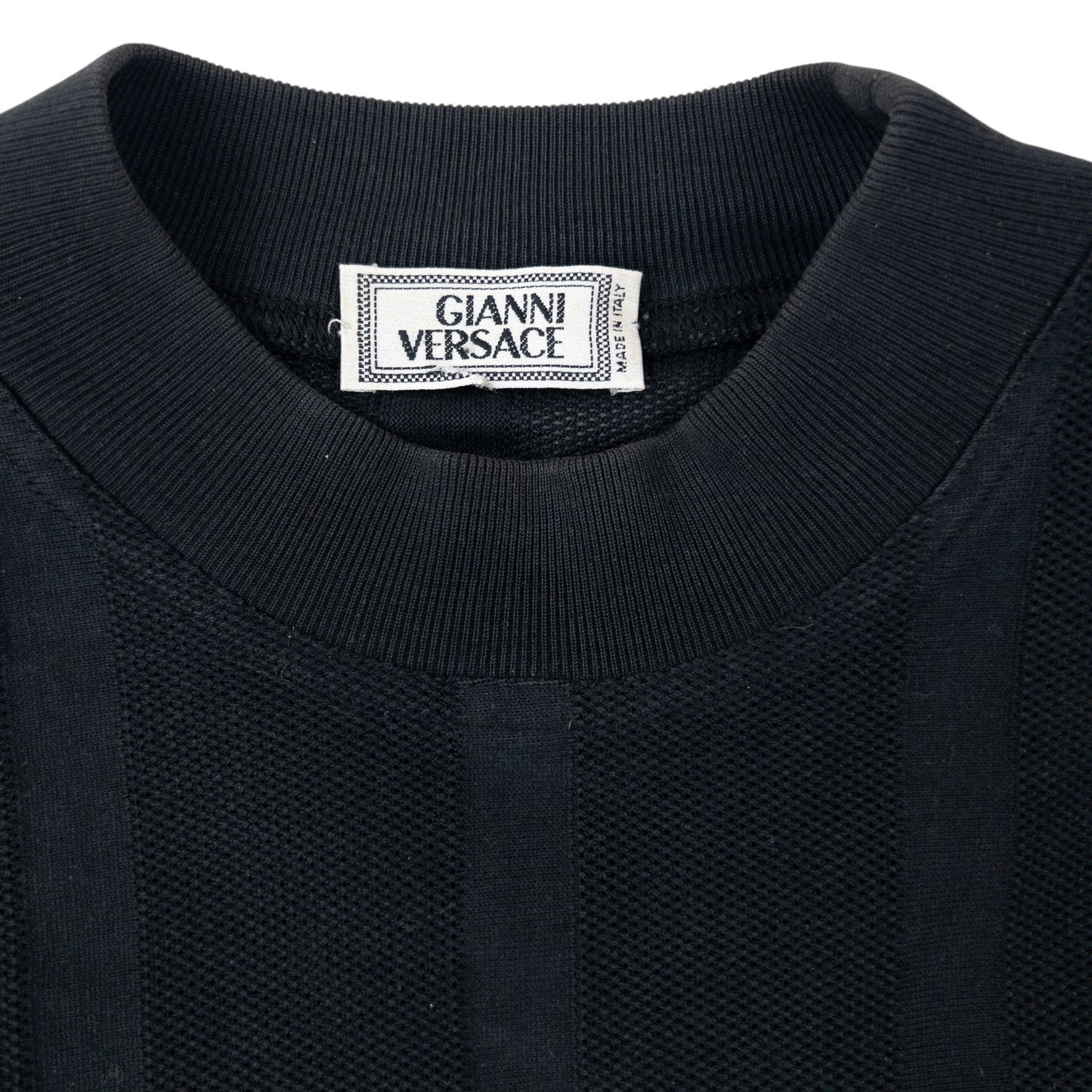 Vintage 90s Gianni Versace Striped Mesh Long Sleeve T Shirt Size M