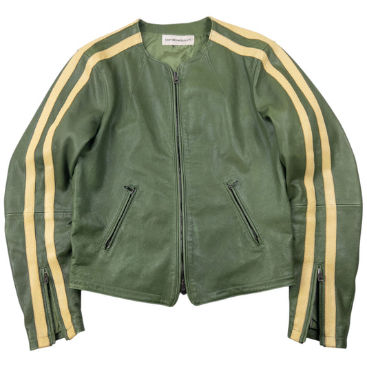 Vintage 2004 Emporio Armani Zip Up Leather Jacket Womens Size L