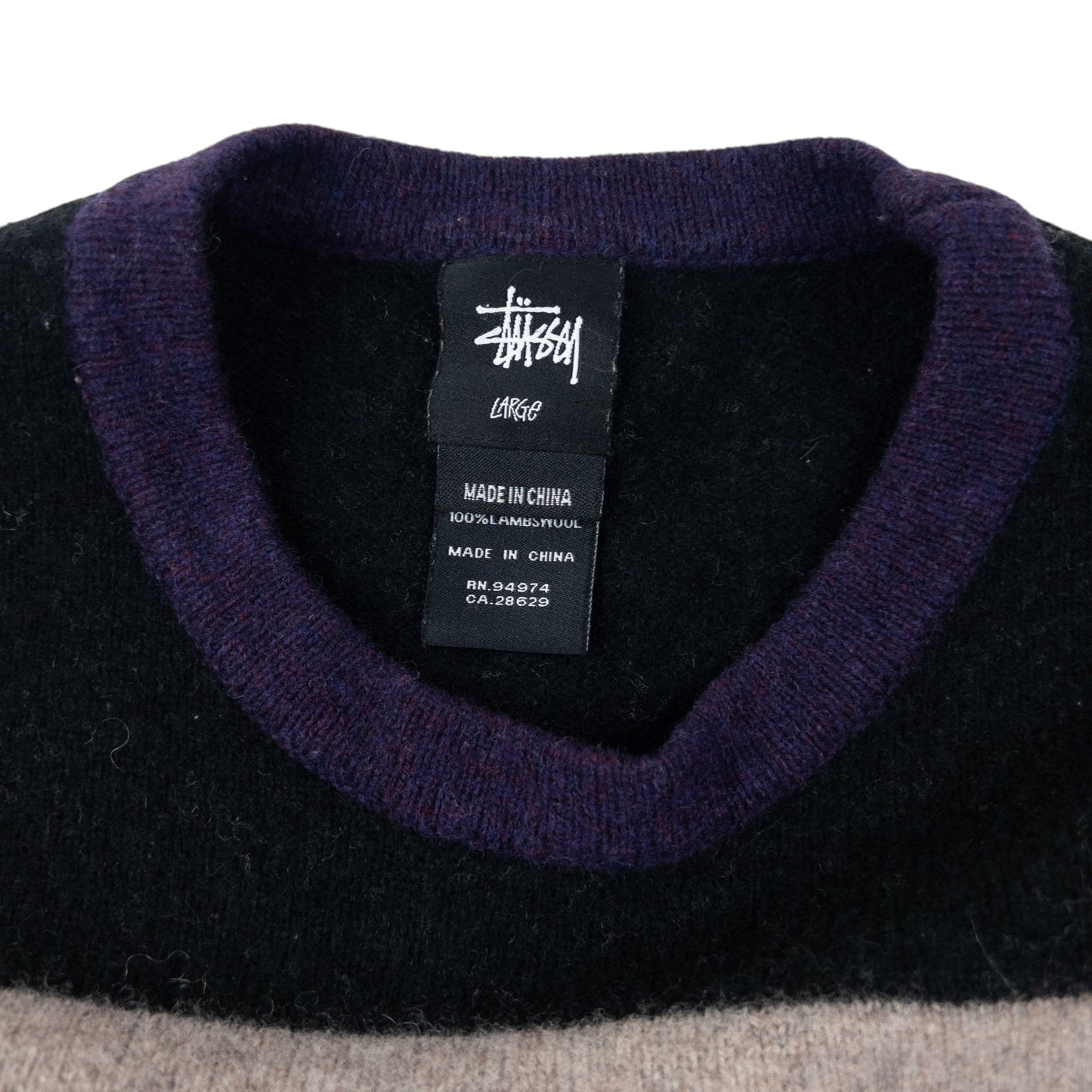 Vintage 2000s Stussy Striped Wool Jumper Size XS