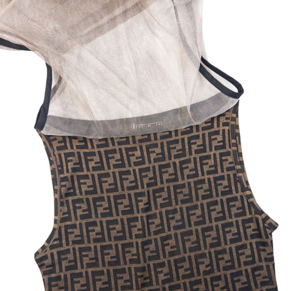 Vintage 90s Fendi Monogram Layered Mesh Top Womens Size M