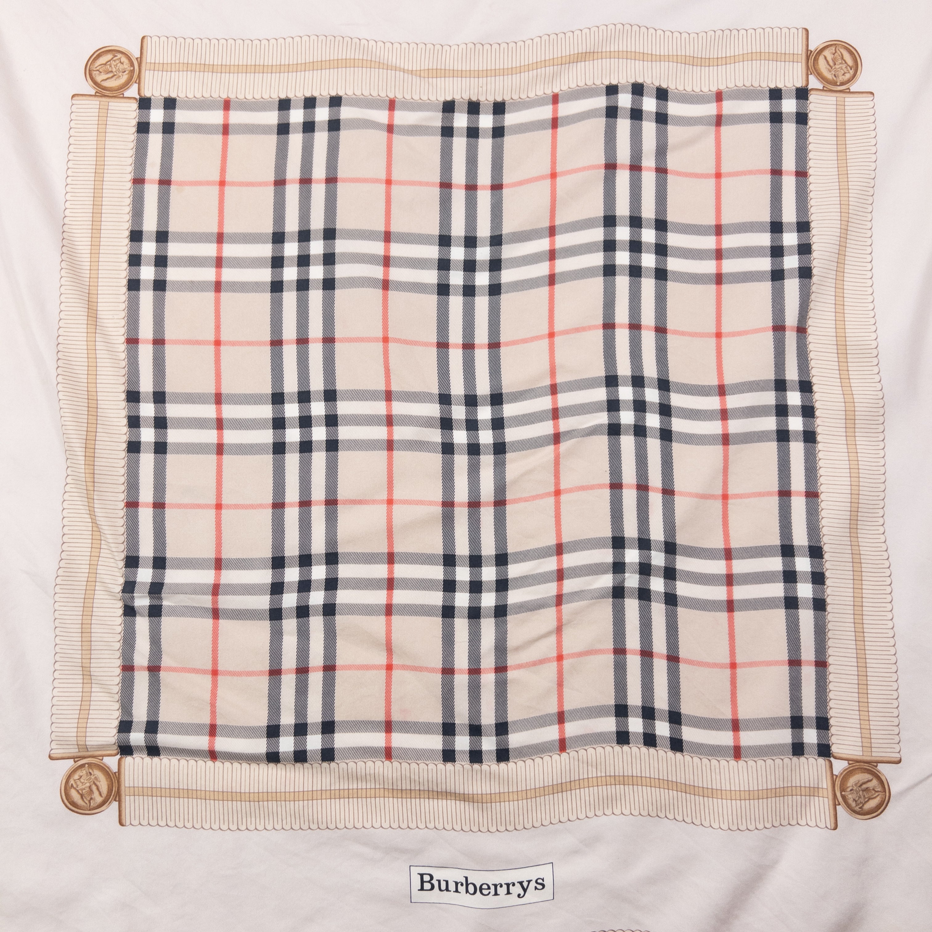 Vintage 90s Burberry Nova Check Silk Scarf