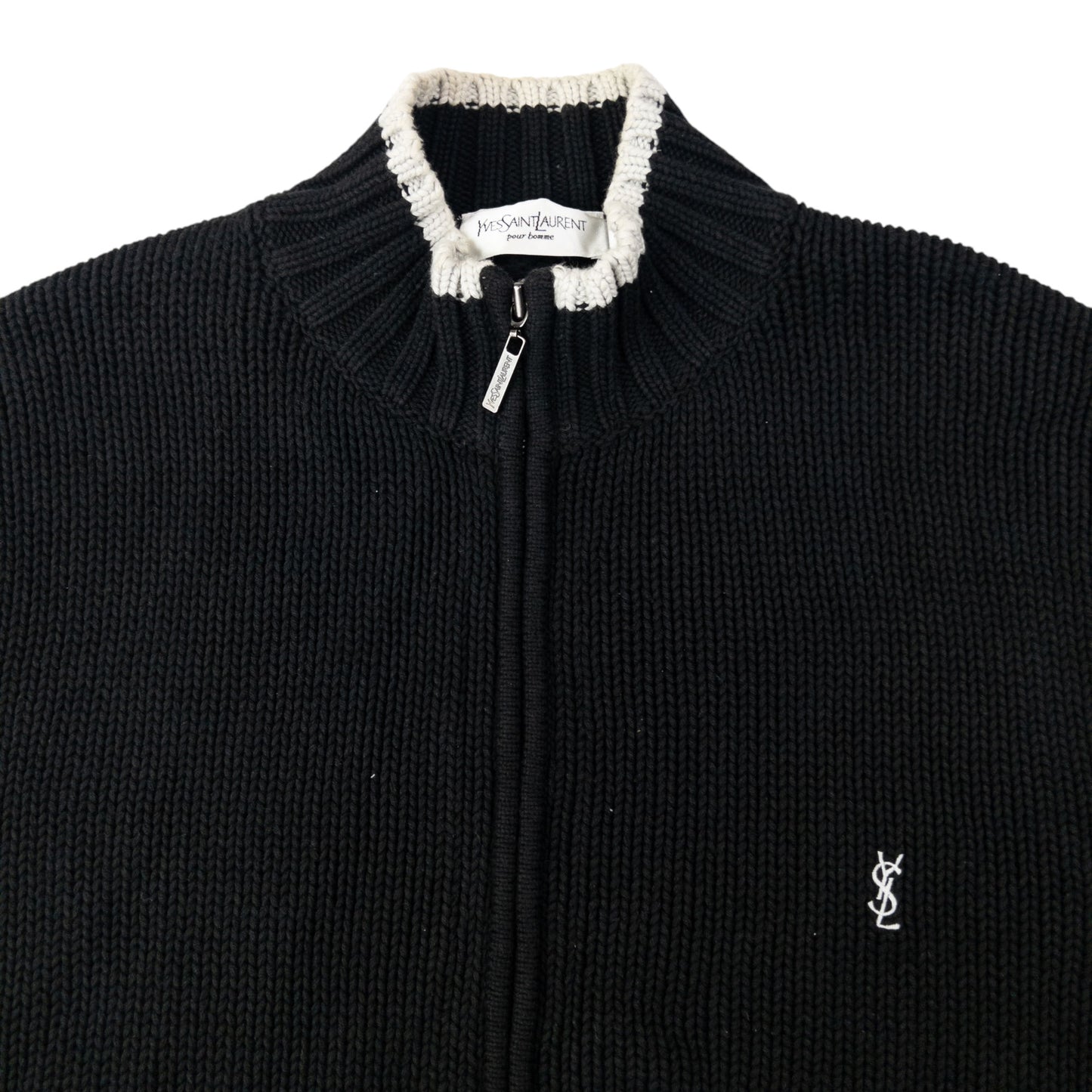 Vintage YSL Yves Saint Laurent Zip Up Knit Jumper Size XL