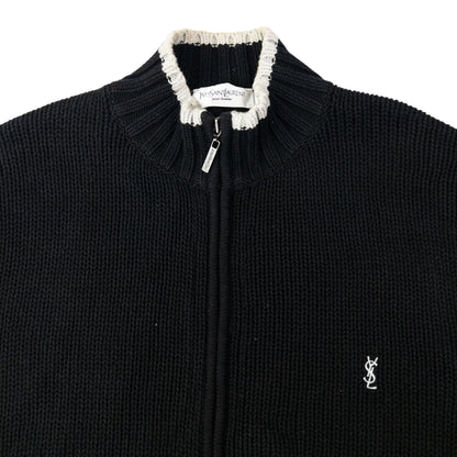 Vintage YSL Yves Saint Laurent Zip Up Knit Jumper Size XL