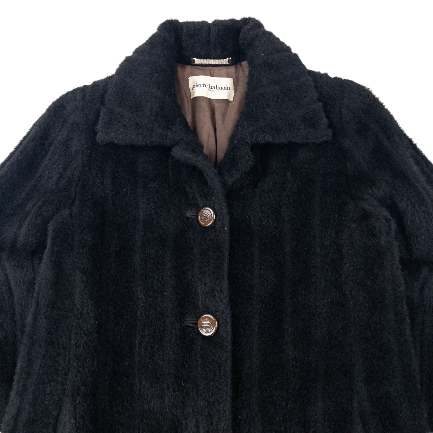 Vintage 80s Pierre Balmain Faux Fur Wool Jacket Womens Size M