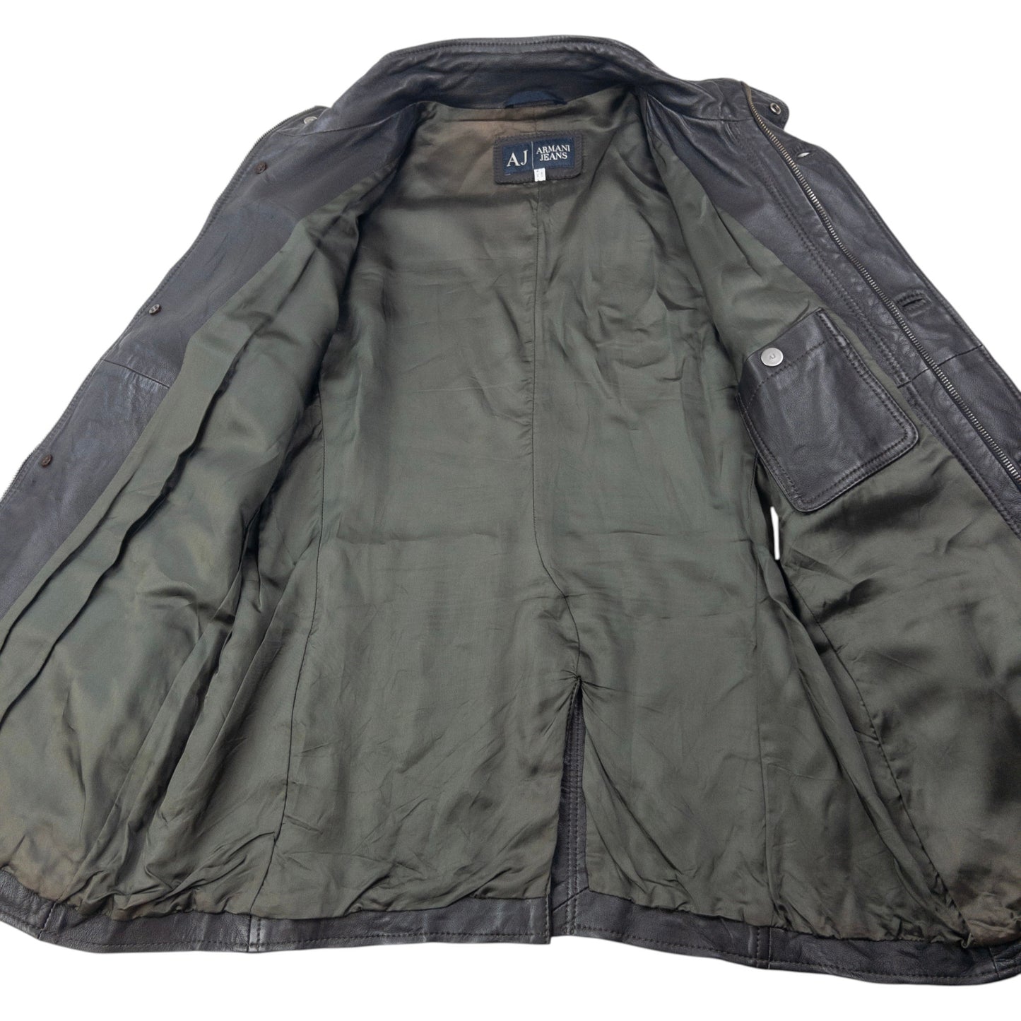 Vintage 2000s Armani Jeans Zip Up Leather Jacket Size L