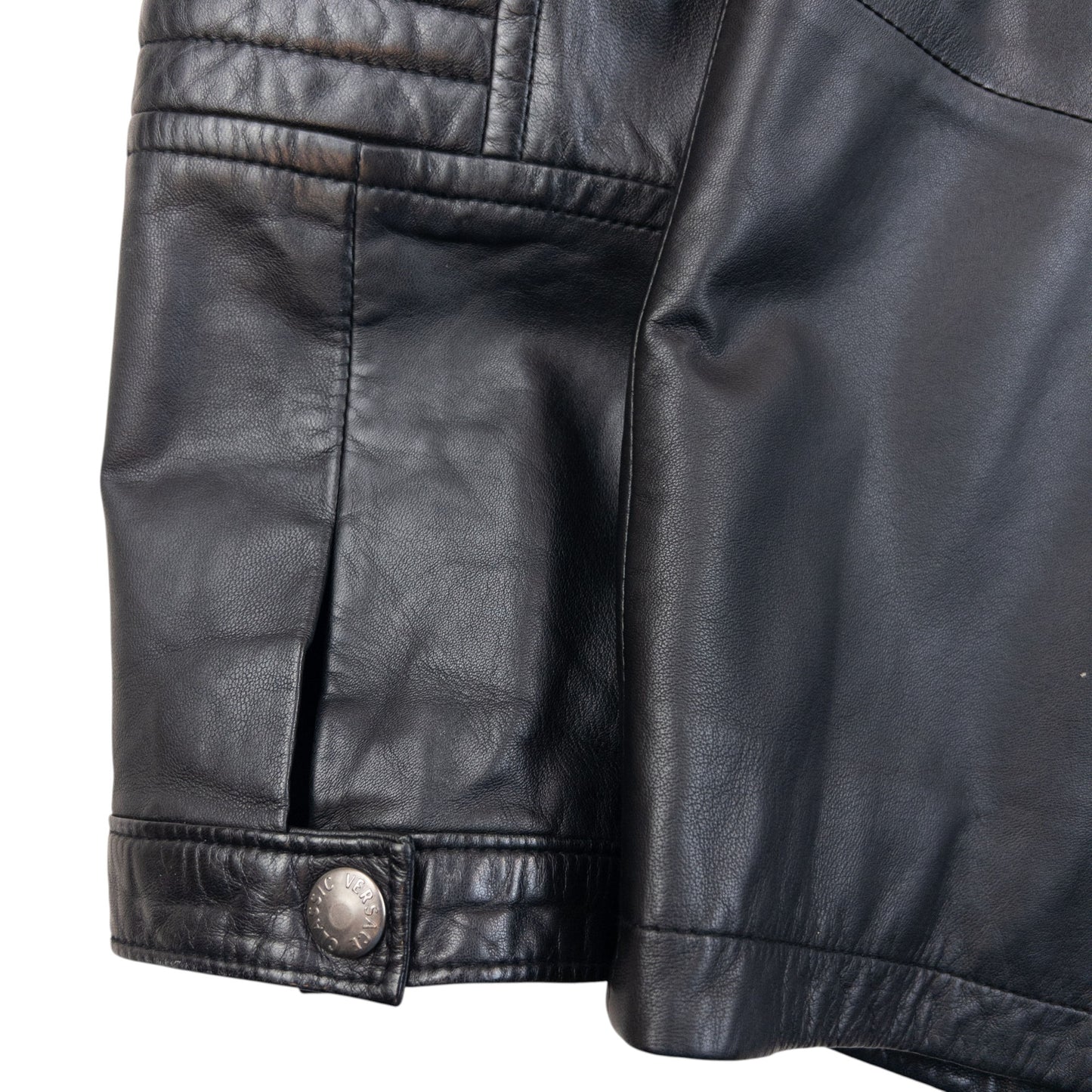 Vintage 2000s Versace Classic Zip Up Leather Jacket Size L