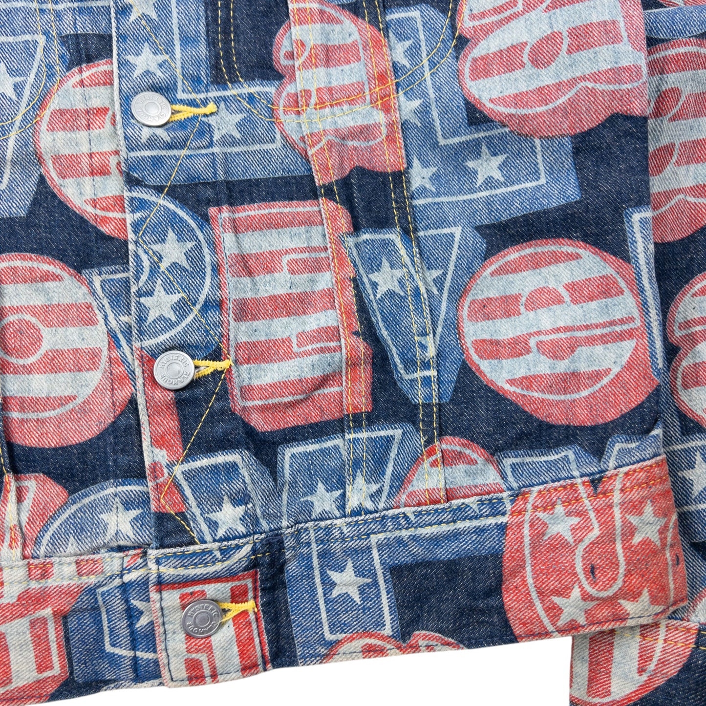 Vintage 90s Hysteric Glamour Stars & Stripes Text Denim Jacket Womens Size S