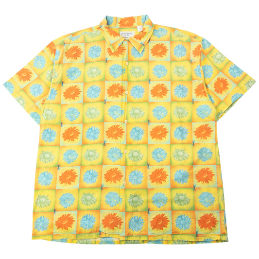 Vintage 2000s YSL Yves Saint Laurent Floral Short Sleeve Button Up Shirt Size XL