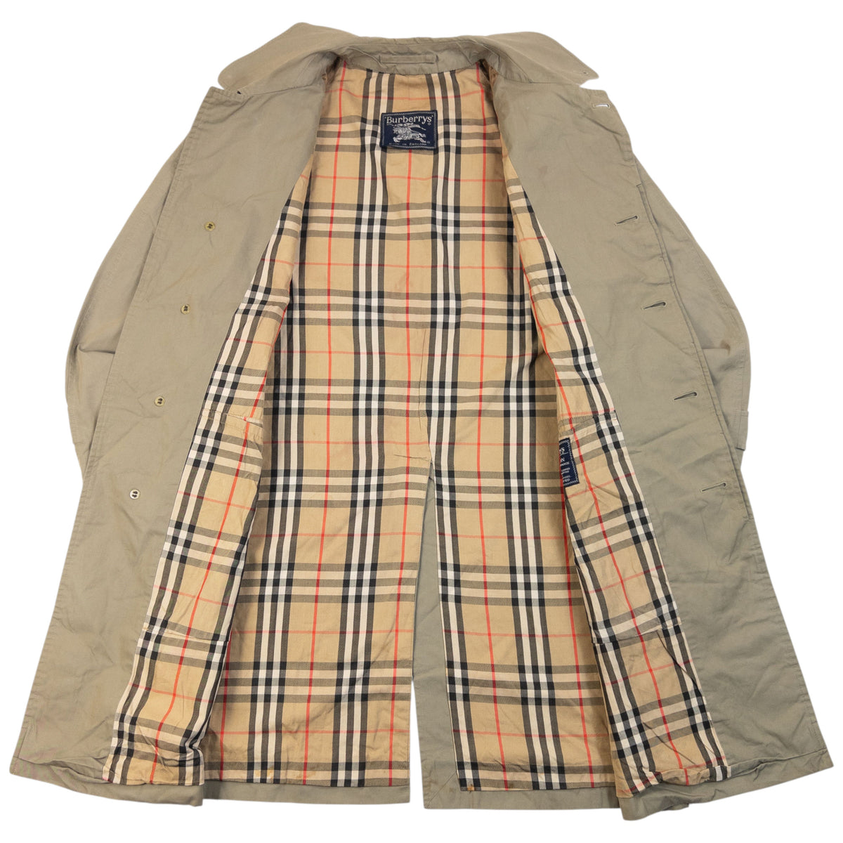 Vintage 90s Burberry Nova Check Lined Trench Jacket in brown (cotton), photo 2