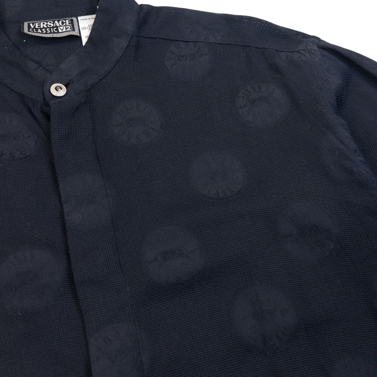 Vintage 2000s Versace Classic V2 Monogram Long Sleeve Button Up Shirt in black (cotton), photo 4