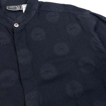 Vintage 2000s Versace Classic V2 Monogram Long Sleeve Button Up Shirt in black (cotton), photo 4