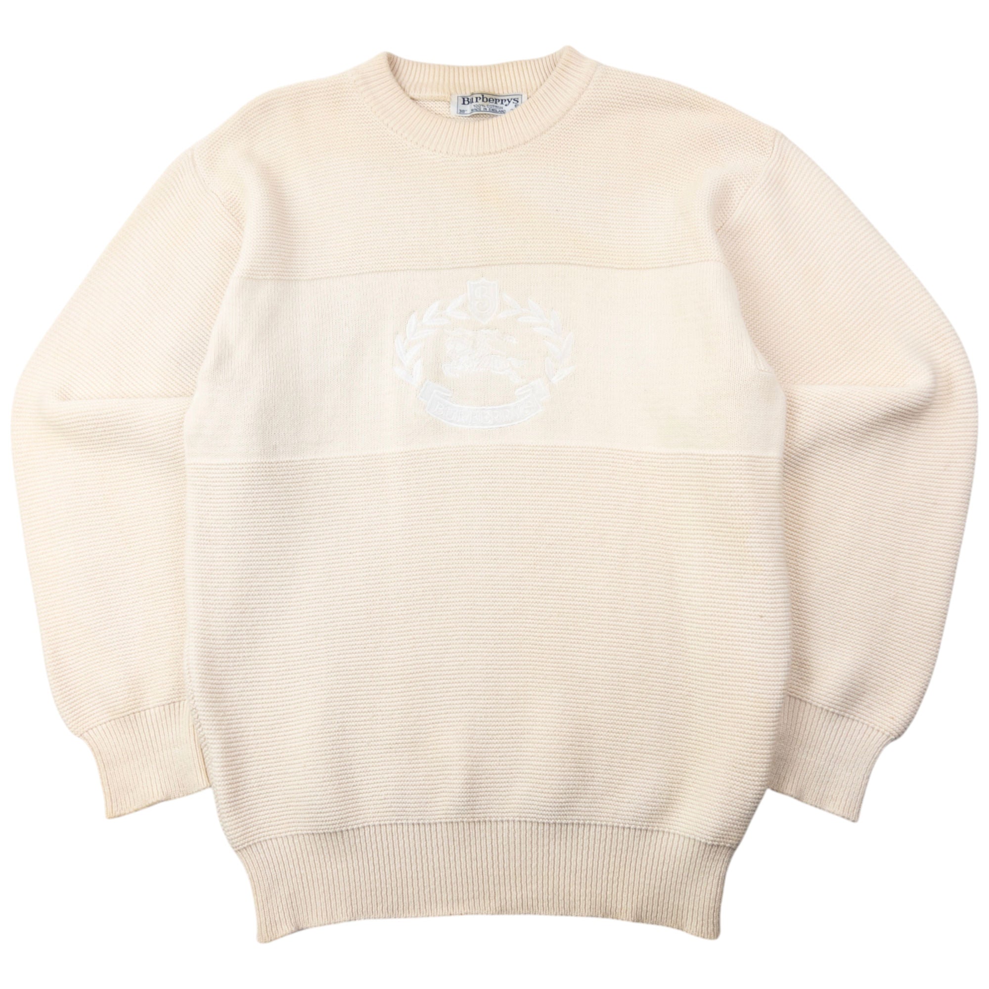 Vintage 90s Burberry Embroidered Knit Jumper Size M