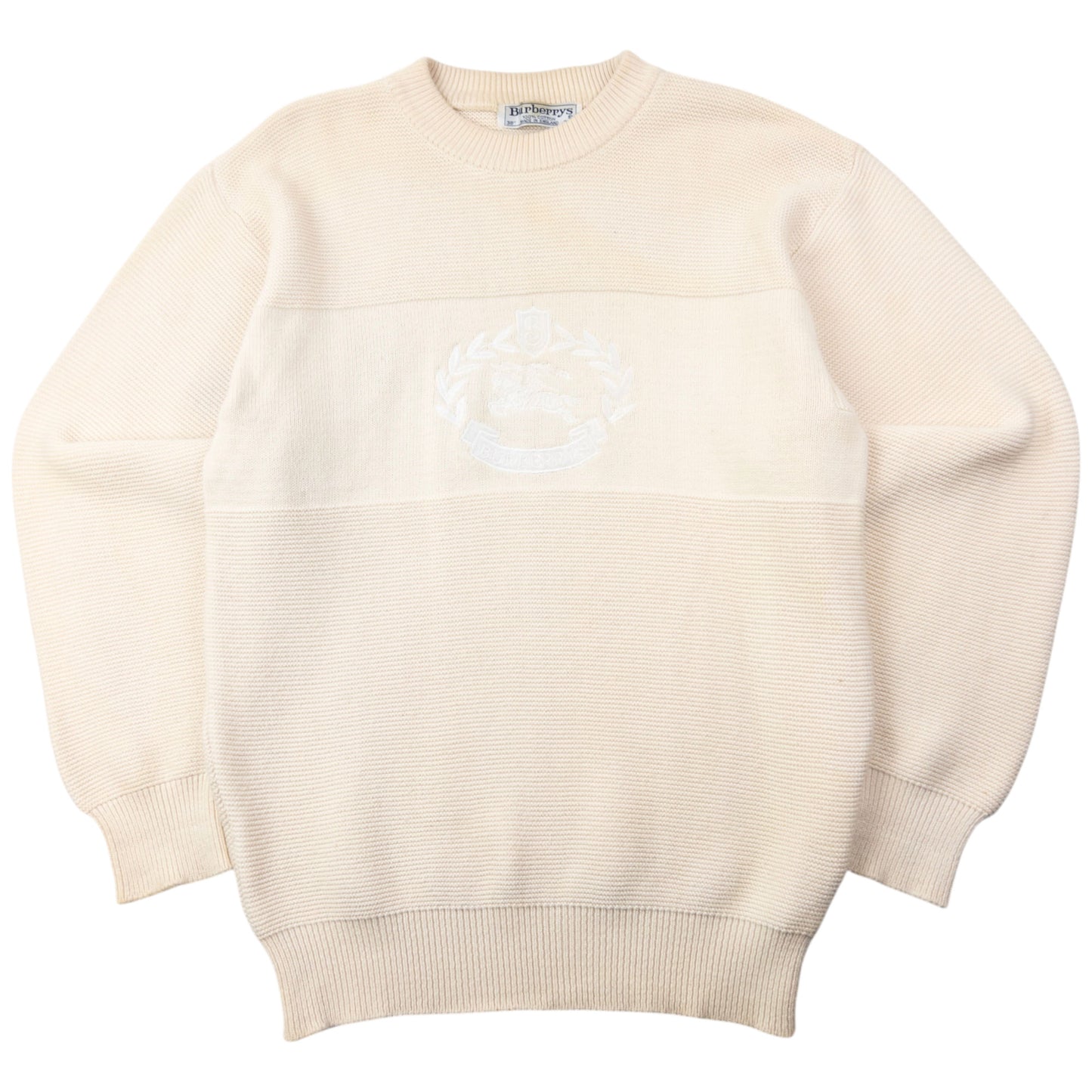 Vintage 90s Burberry Embroidered Knit Jumper Size M