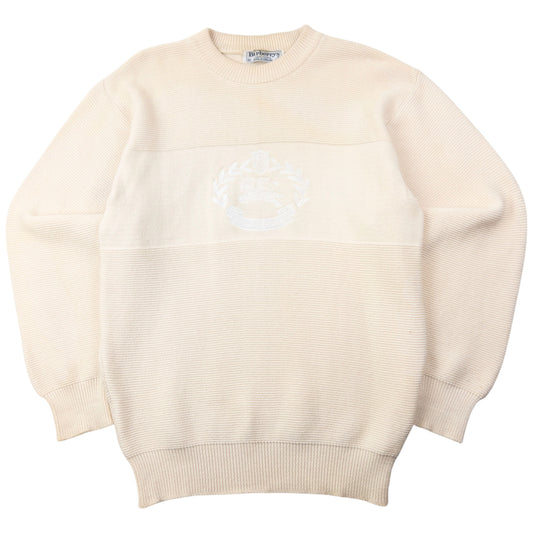 Vintage 90s Burberry Embroidered Knit Jumper Size M
