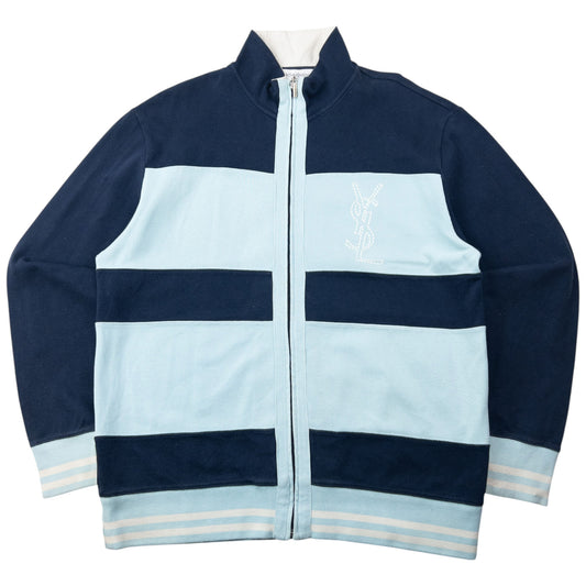 Vintage 2000s YSL Yves Saint Laurent Striped Zip Up Sweatshirt Size XL