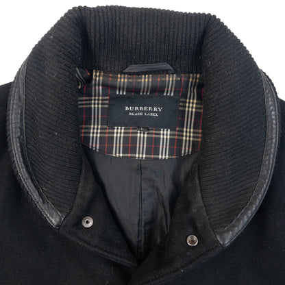 Vintage 2000s Burberry Black Label Leather Sleeve Wool Jacket, photo 3