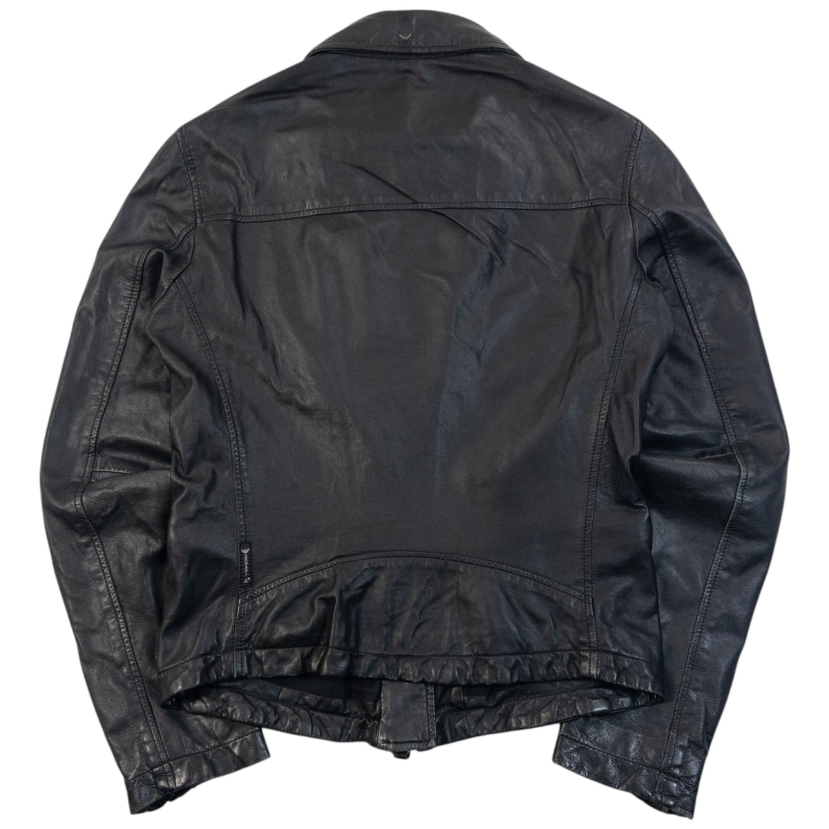 Vintage Armani Jeans Zip Up Leather Jacket Womens Size M