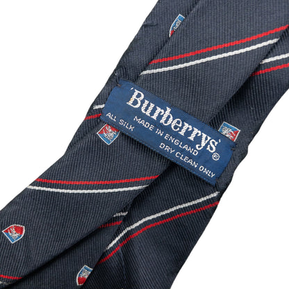 Vintage 90s Burberry Striped Monogram Silk Tie