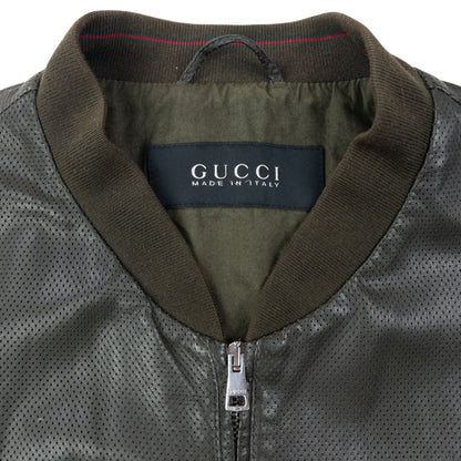 Vintage 2000s Gucci By Tom Ford Leather Bomber Jacket Size M