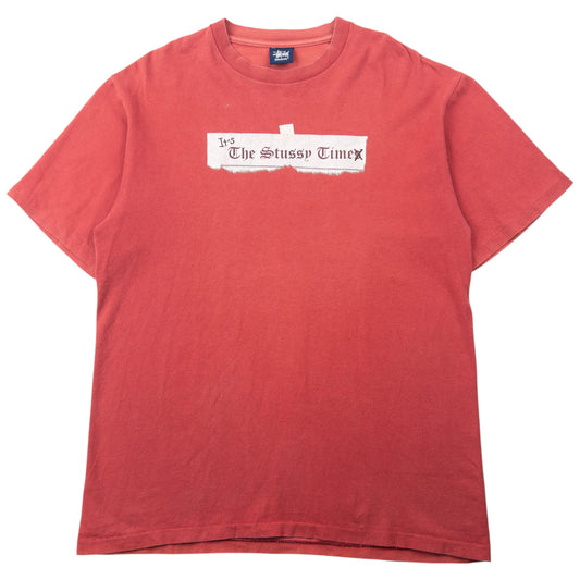 Vintage 2000s Stussy It's The Stussy Time Newspaper Graphic T Shirt Size M