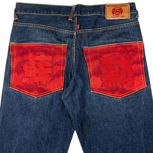 Vintage RMC Red Monkey Company Embroidered Japanese Denim Jeans Size W34
