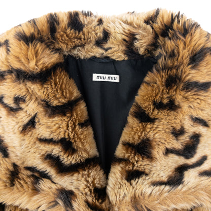 Vintage Miu Miu Faux Fur Leopard Print Jacket Womens Size S