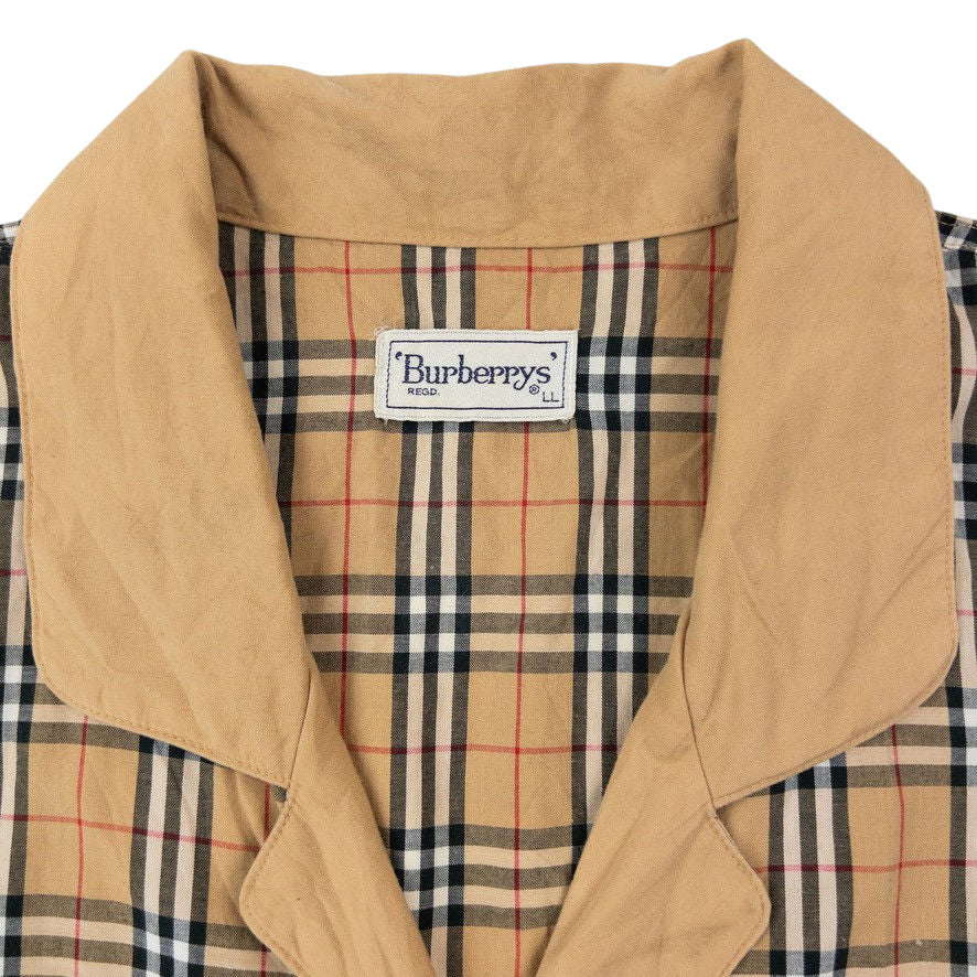 Vintage 90s Burberry Nova Check Long Sleeve Button Up Pyjama Shirt Size L