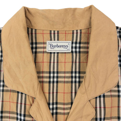 Vintage 90s Burberry Nova Check Long Sleeve Button Up Pyjama Shirt Size L