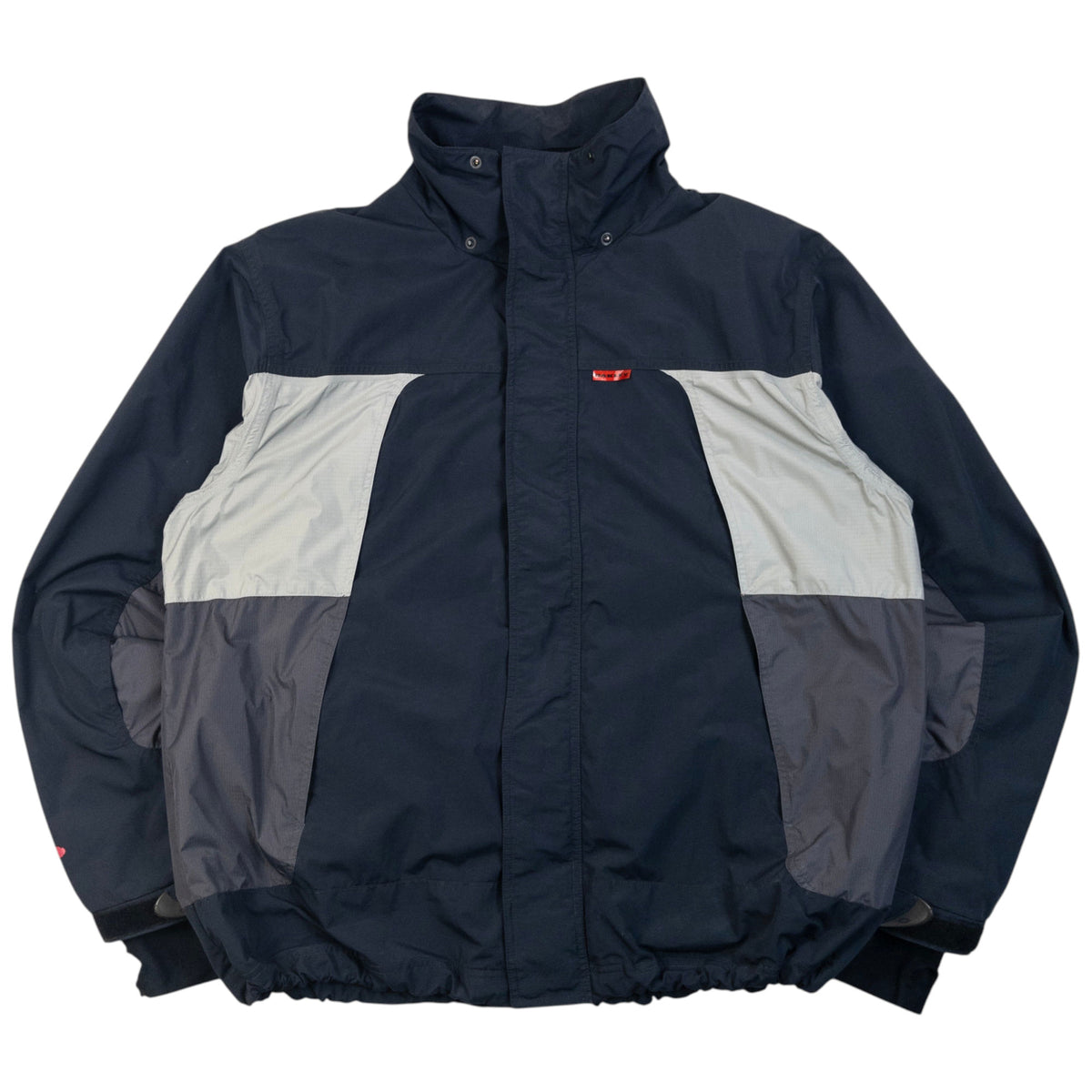Vintage 90s Oakley Nitro Fuel Zip Up Snowboarding Jacket in navy, adjustable elastic and velcro features