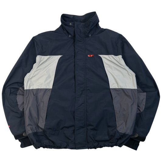 Vintage 90s Oakley Nitro Fuel Zip Up Snowboarding Jacket in navy, adjustable elastic and velcro features