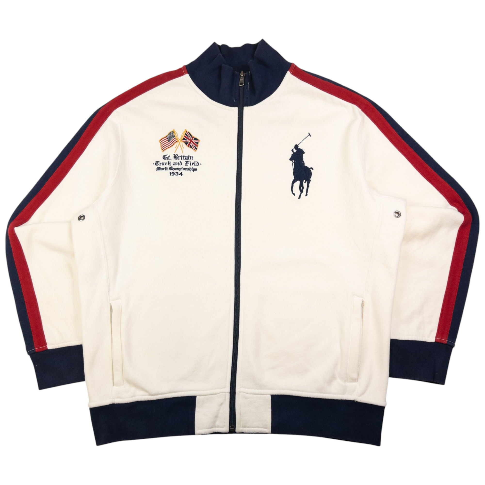 Vintage Polo Ralph Lauren GB Track & Field Championship Zip Up Sweatshirt Size XL