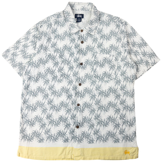 Vintage Stussy Bamboo Pattern Short Sleeve Button Up Shirt Size M